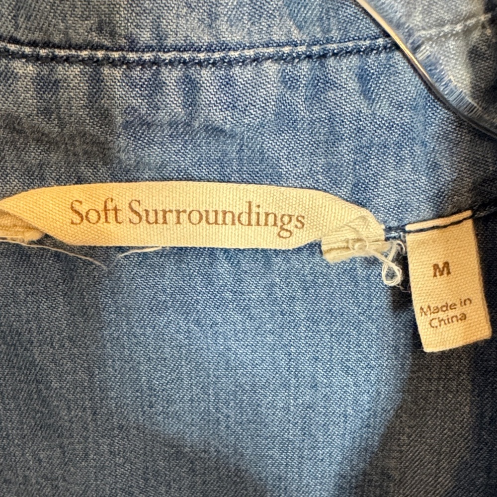 Soft Surroundings Blue Button Down Shirt - Picture 2 of 9